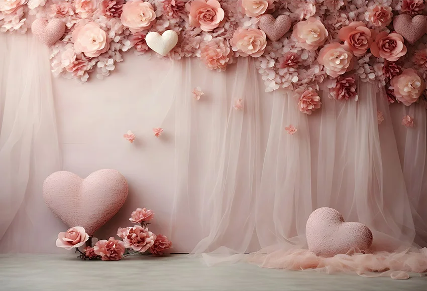 Avezano Photography Background Pink Red Love Heart Balloons Valentine’s Day Party Backdrop Lover Portrait Photozone Banner