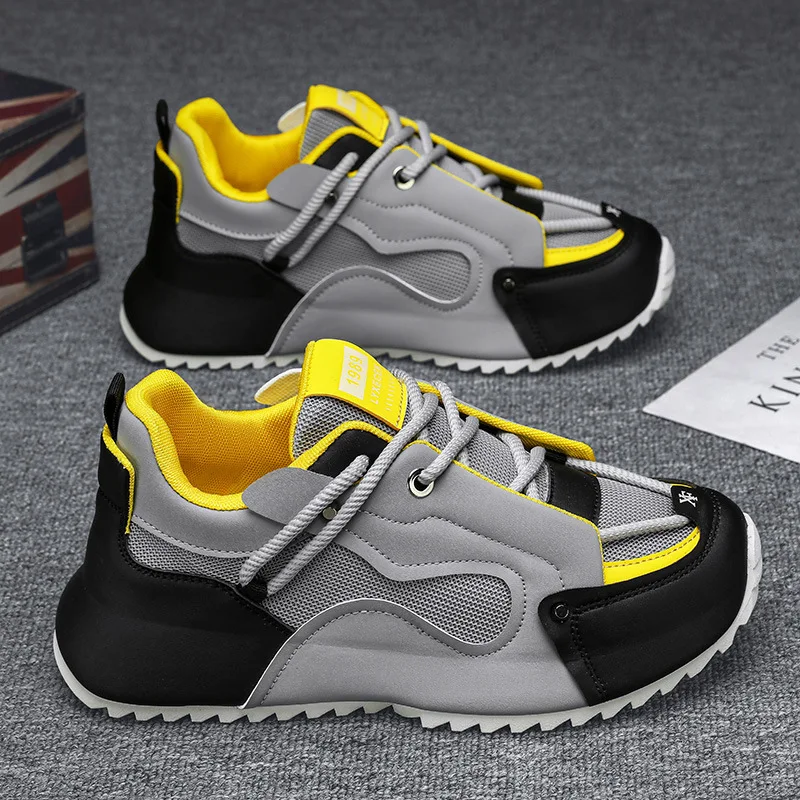 Men's shoes 2026 spring sports shoes new mesh casual shoes thick sole with increased height inside dad shoes