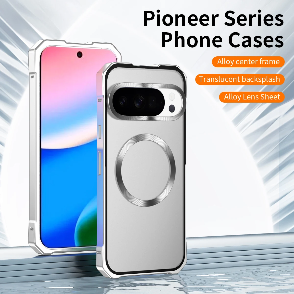 

Модный алюминиевый металлический акриловый чехол для Google Pixel 10 9 Pro XL 8Pro с кольцом CD для беспроводной зарядки Magsafe, защитный чехол