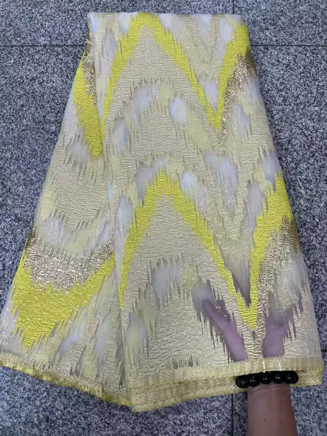 Popular Design African Jacquard Lace Fabric Gilded French Lace Fabric Nigerian Brocade Lace Fabric For Wedding Party Dress SZ641