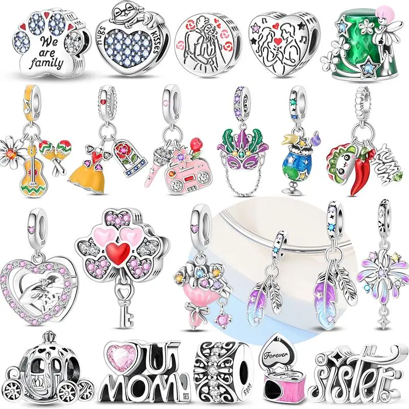 

New 925 Sterling Silver Charms Beads Blue Luminous Whale Shark Seahorse Dolphin Fit Women Fine DIY Jewelry Gifts