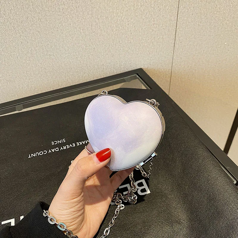 Peach Heart Clutch Earphone Keys Purse Mini Love Hearted Evening Handbags Shoulder Wedding Dinner Bag Wallet Accessories