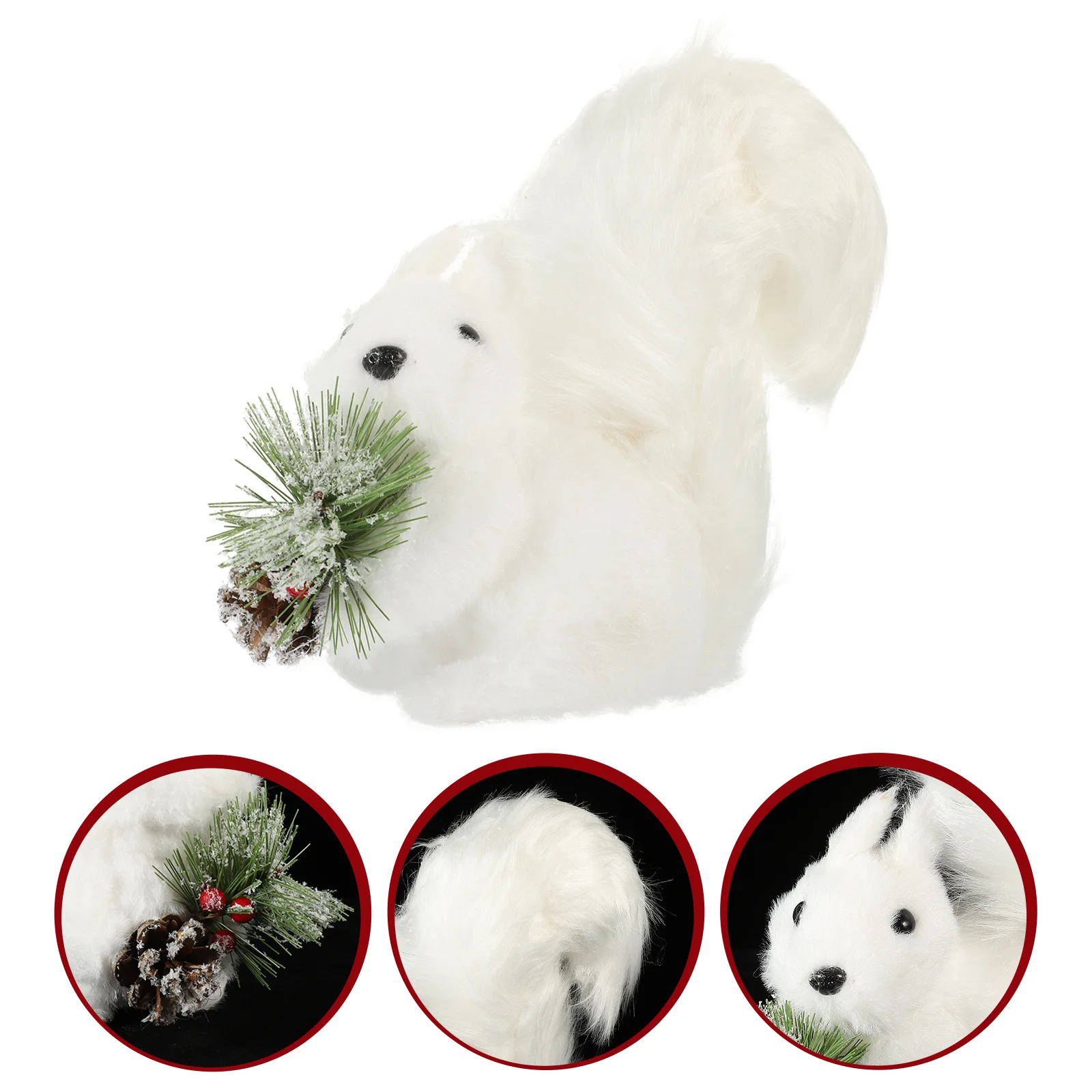 

Baby Accessories Big Tail Squirrel Ornament Plants Decor Mini Figurines White Wooden Landscape Newborn