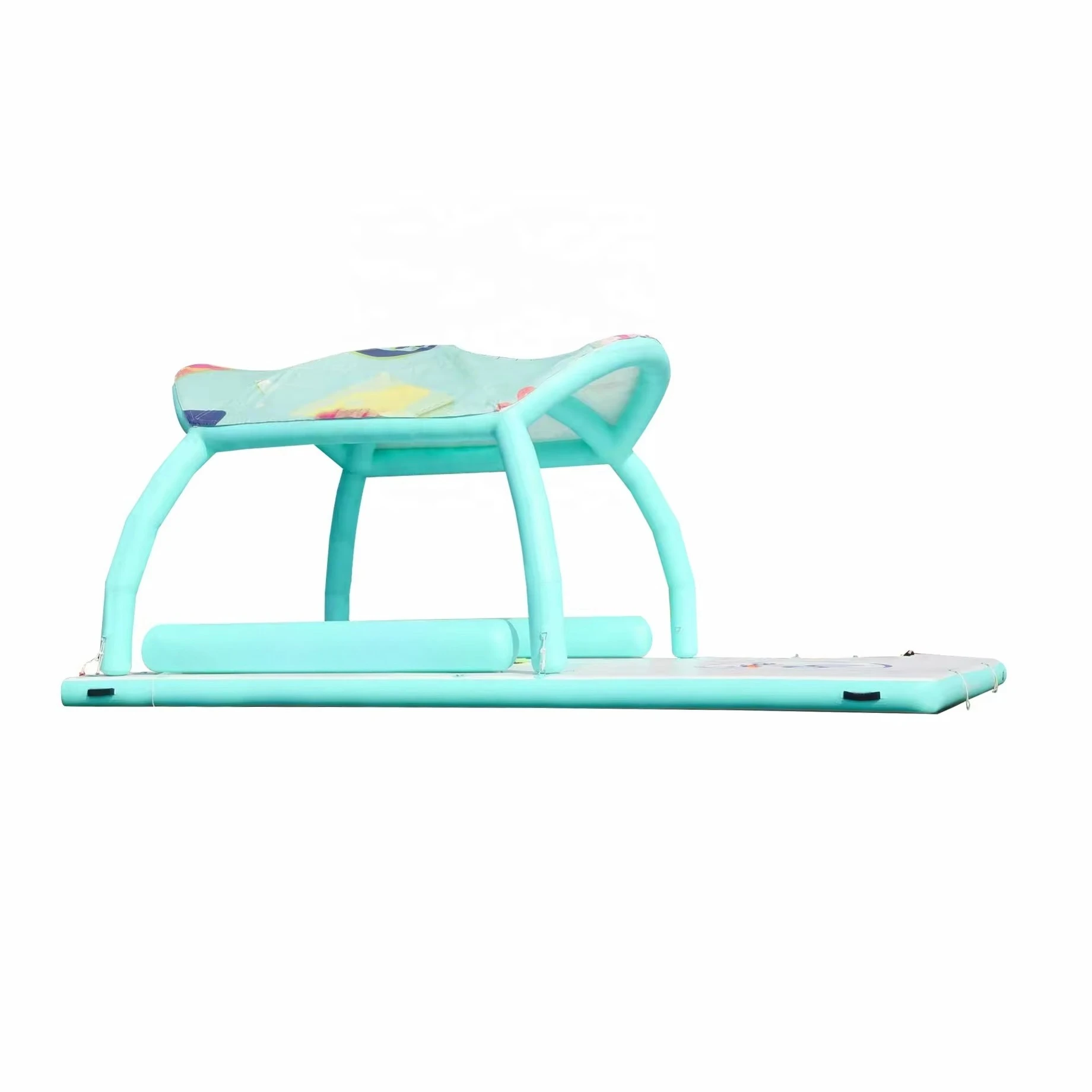 Spatium Custom Floating Loun ge Leisure Inflatable Yacht Island Water Platform Water Bar Counter With Tent