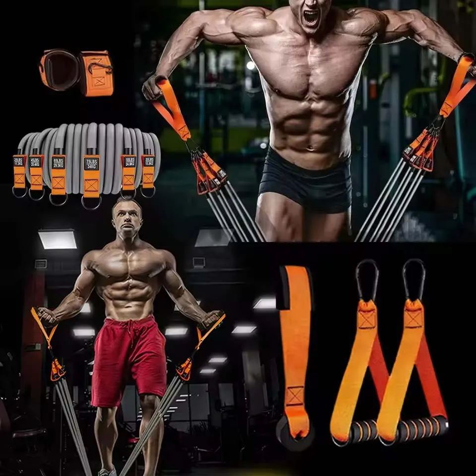 12 piece high-strength tension rope training set - environmentally friendly TPE latex anti breakage elastic band/resistance band