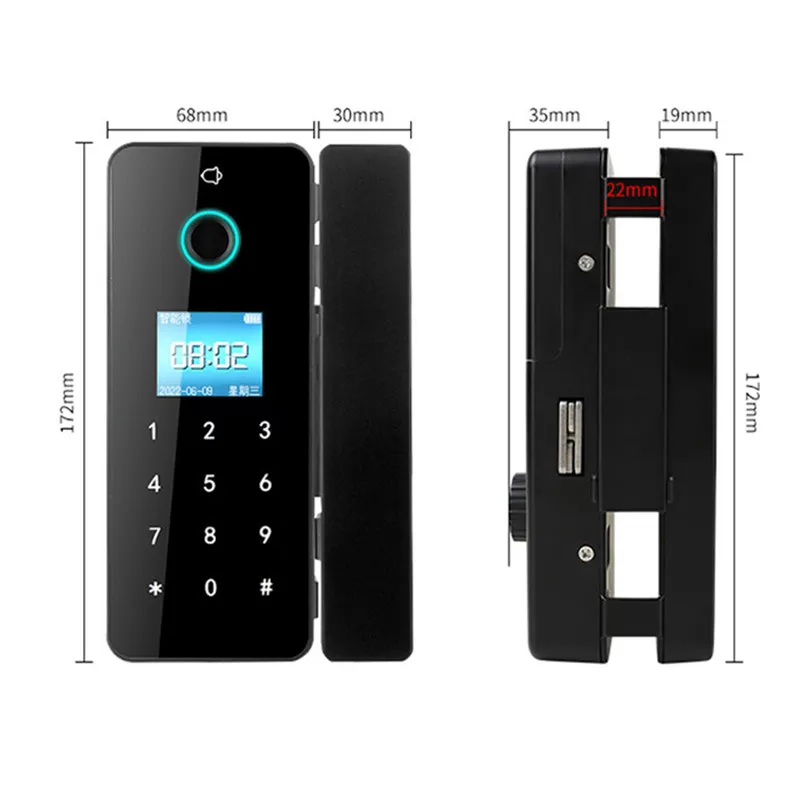 

Fingerprint Lock Of office Glass Door Without Opening Framed And Frameless Single-Opening Intelligent Electronic Access Control