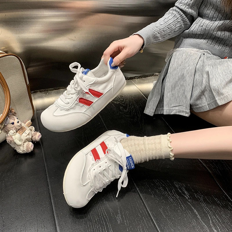 خريف جديد الموضة النسخة الكورية الاتجاه أحذية رياضية تنفس المطاط جلد المنخفضة أعلى عادية مريحة تنوعا الأحذية النسائية #3