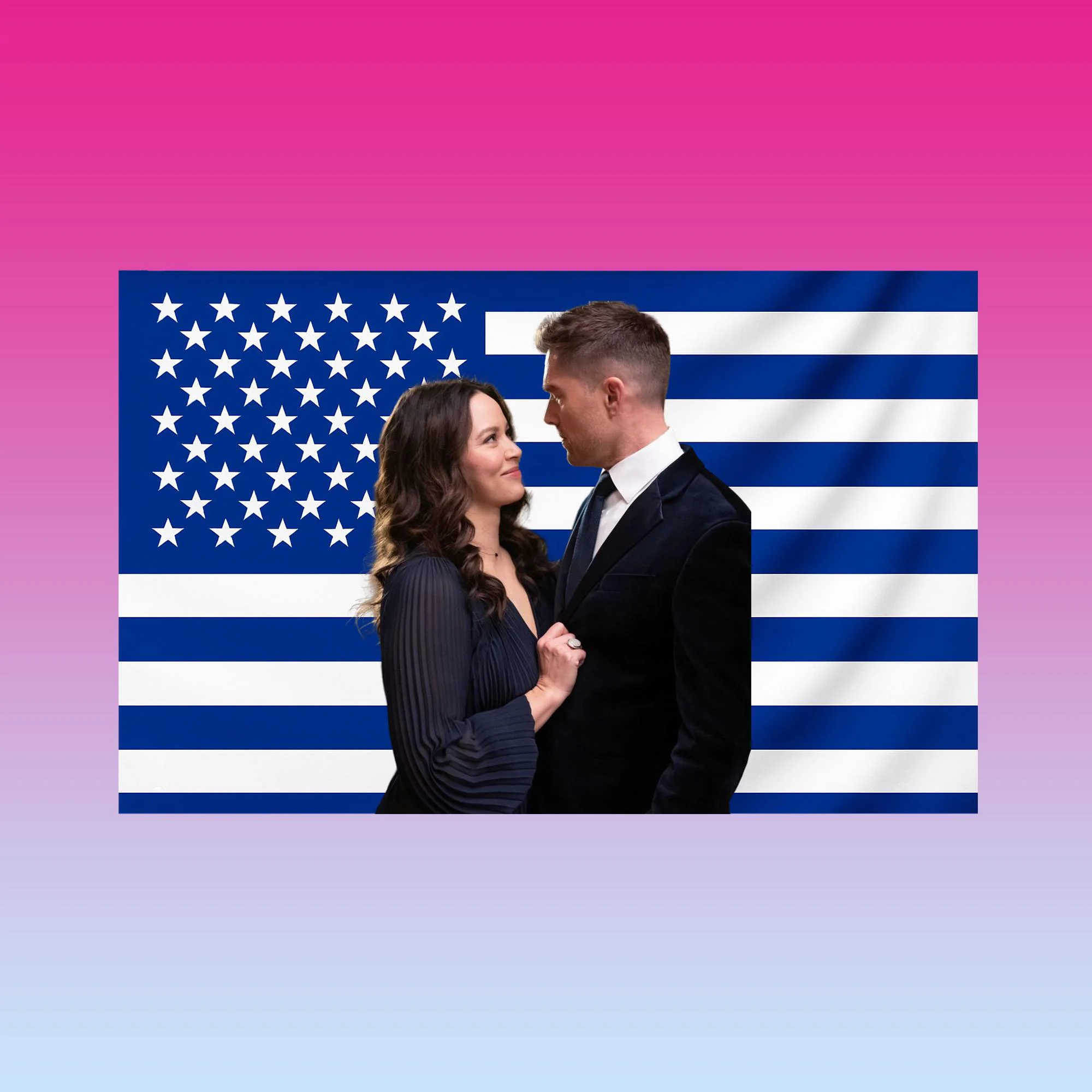Chenford Blue American Flag Tapestry, Tim & Lucy The Rookie Wall Hanging, TV Show Couple Room Decor