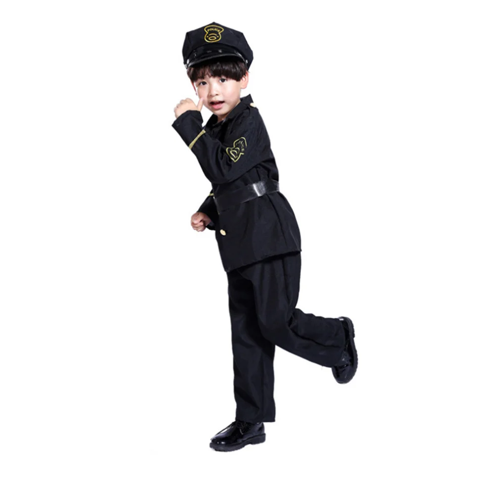 Costume de policier d'halloween, uniforme de jeu de rôle pour garçons, taille L 7-10 ans, tenue de flic de fête, uniforme de Police pour jeu de rôle