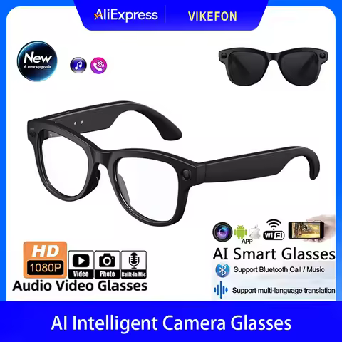 M02 AI Smart Glasses 8MP Camera Video Recording 100+Languages Translation Sunglasses Bluetooth Call Music Play with Charging Box