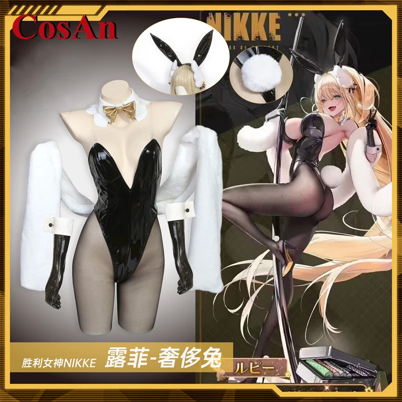 

CosAn Game NIKKE Luxury Rabbit Ruffie Cosplay Costume Bunny Girl Patent Leather Jumpsuit Activity Party Role Play Clothing