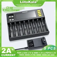 5PCS LiitoKala Lii-S8 Battery Charger For Li-ion 3.7V NiMH 1.2V Li-FePO4 3.2V IMR 3.8V 18650 26650 21700 26700 18350 AA AAA