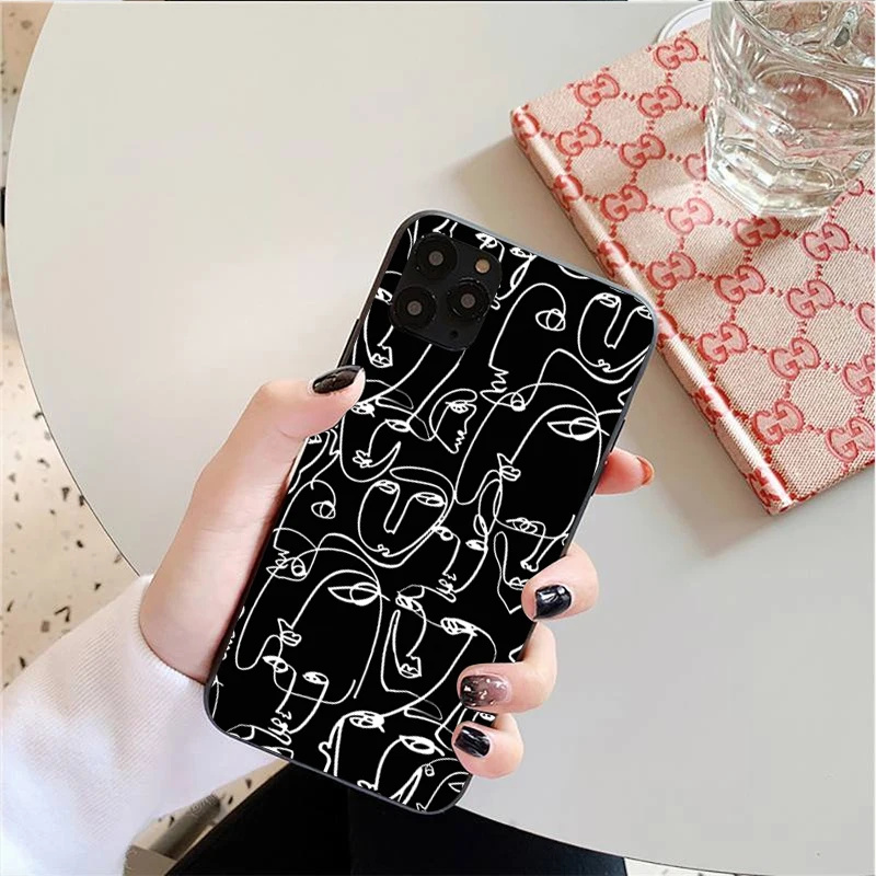 Abstract Women Sexy Boobs Art Phone Cover For iPhone 11 12 13 Pro Max X XR XS Max 6S 7 8Plus 13Mini Black Soft Silicone TPU Case