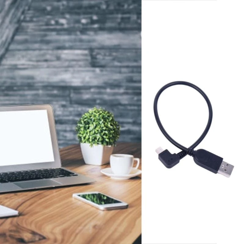  Male USB 2.0 A to Male 90 Degree Right Bend Mini USB Data Charging Cable Cord 30cm Length for Camera Camcorder