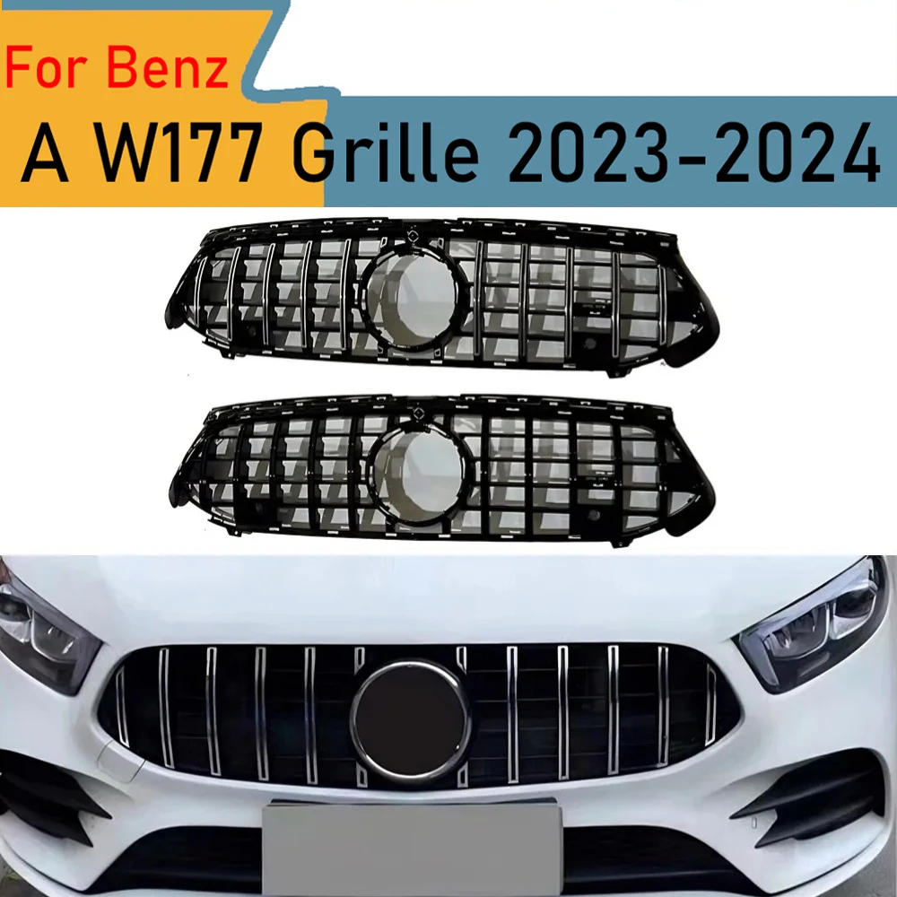 

Front Grill Grille for Mercedes A-Class W177 2023-2024 ABS Gloss Black Bumper Mesh Tuning Cover A180 A200 A220 A250 A280