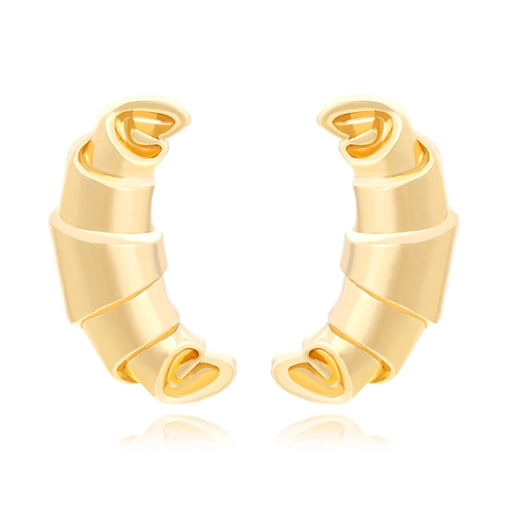 Retro creative fashion metal texture big horn earrings exaggerated heavy industry stud  earrings women