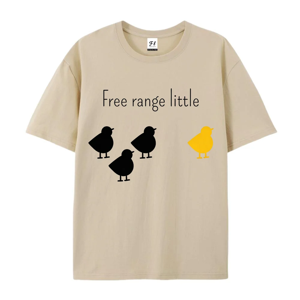 Women T Shirt Free Range Little Chicks Graphic Print Short Sleeve Crewneck Casual Loose Cotton Summer Cute Tees Tops