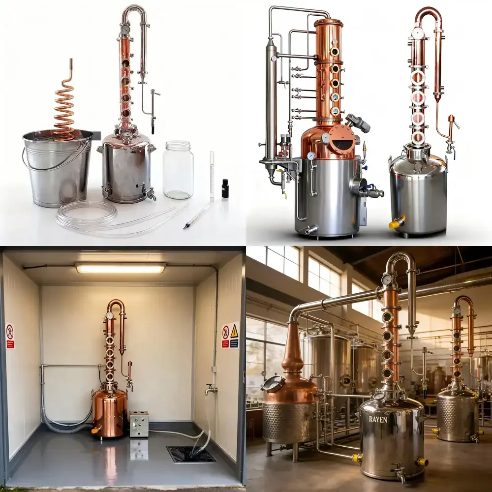 

Commercial Scale Whiskey and Brandy Manufacturing with Industrial Copper Column Unit Copper Distiller