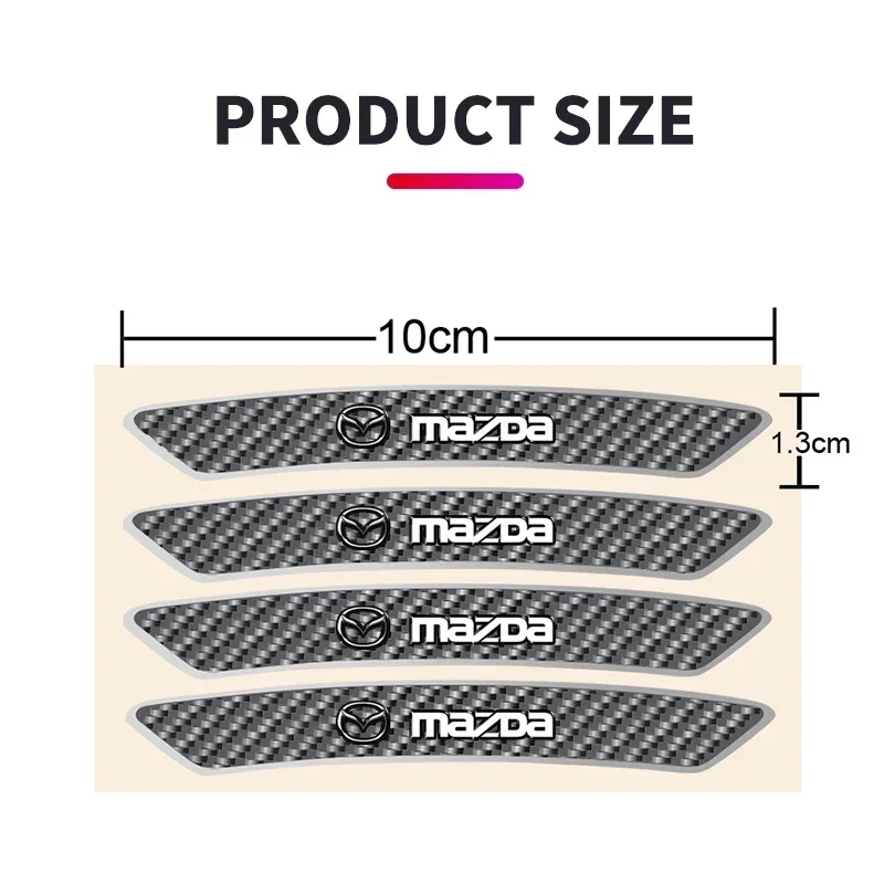 Car Wheel Rim Sticker Hub Decoration Carbon Fibre Decals For Mazda 3 6 2 5 Axela Atenza Demio CX3 CX5 CX7 CX30 MX3 MX5 Speed MPE