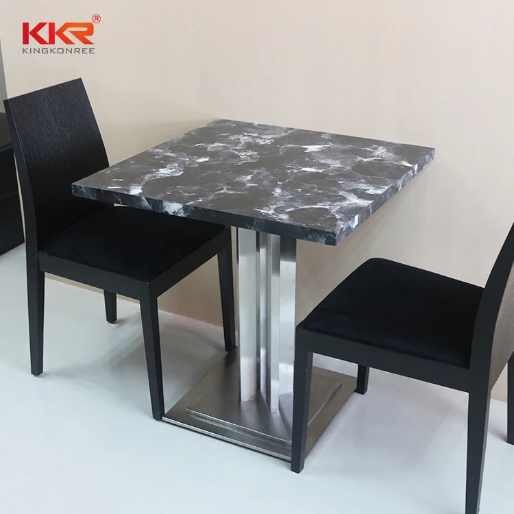 KKR Artificial Stone Dining Table Resin Marble Top Dining Table With Cast Iron Leg