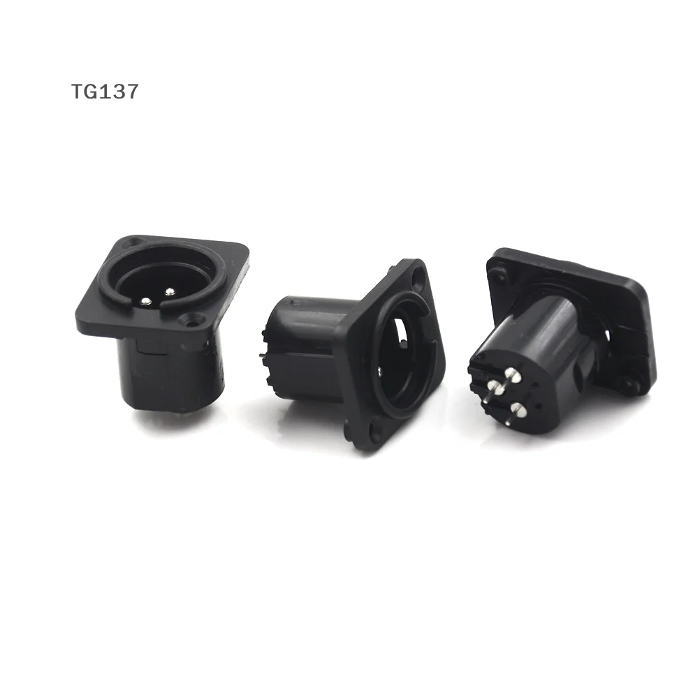 New 10pcs Male Chassis Socket 3-Pin XLR Jack Panel Mount Non-Latching Connector