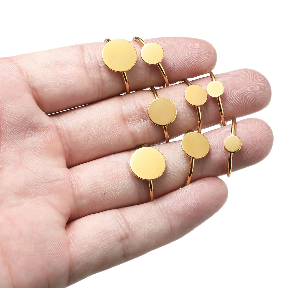 

10pcs Stainless Steel Adjustable Blank Base Round Ring Settings for Fashion Jewelry Making Supplies Accessories Bulk Findings
