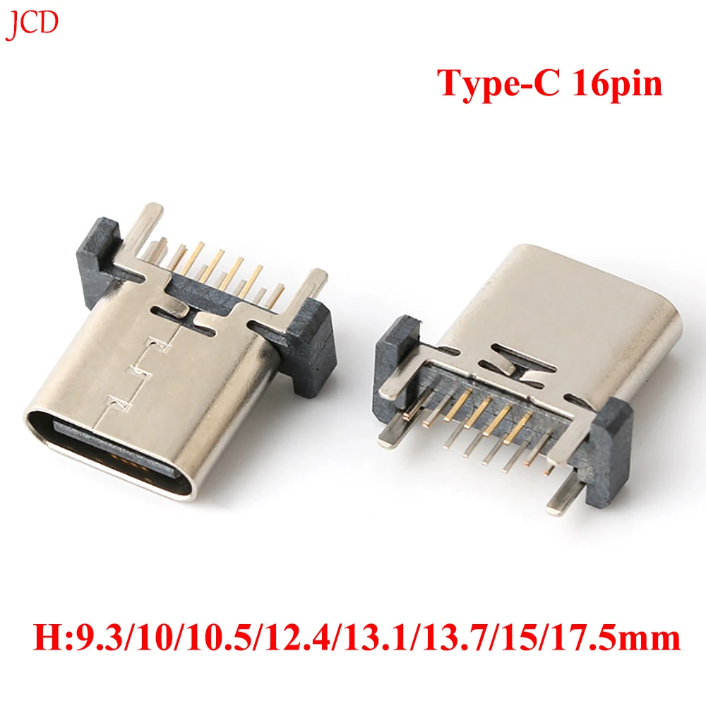 8PCS  8models 16P 16Pin ​Type C USB Female Socket Connector Vertical DIP Four feet In Board For Samsung Lenovo Huawei ZTE 16 Pin