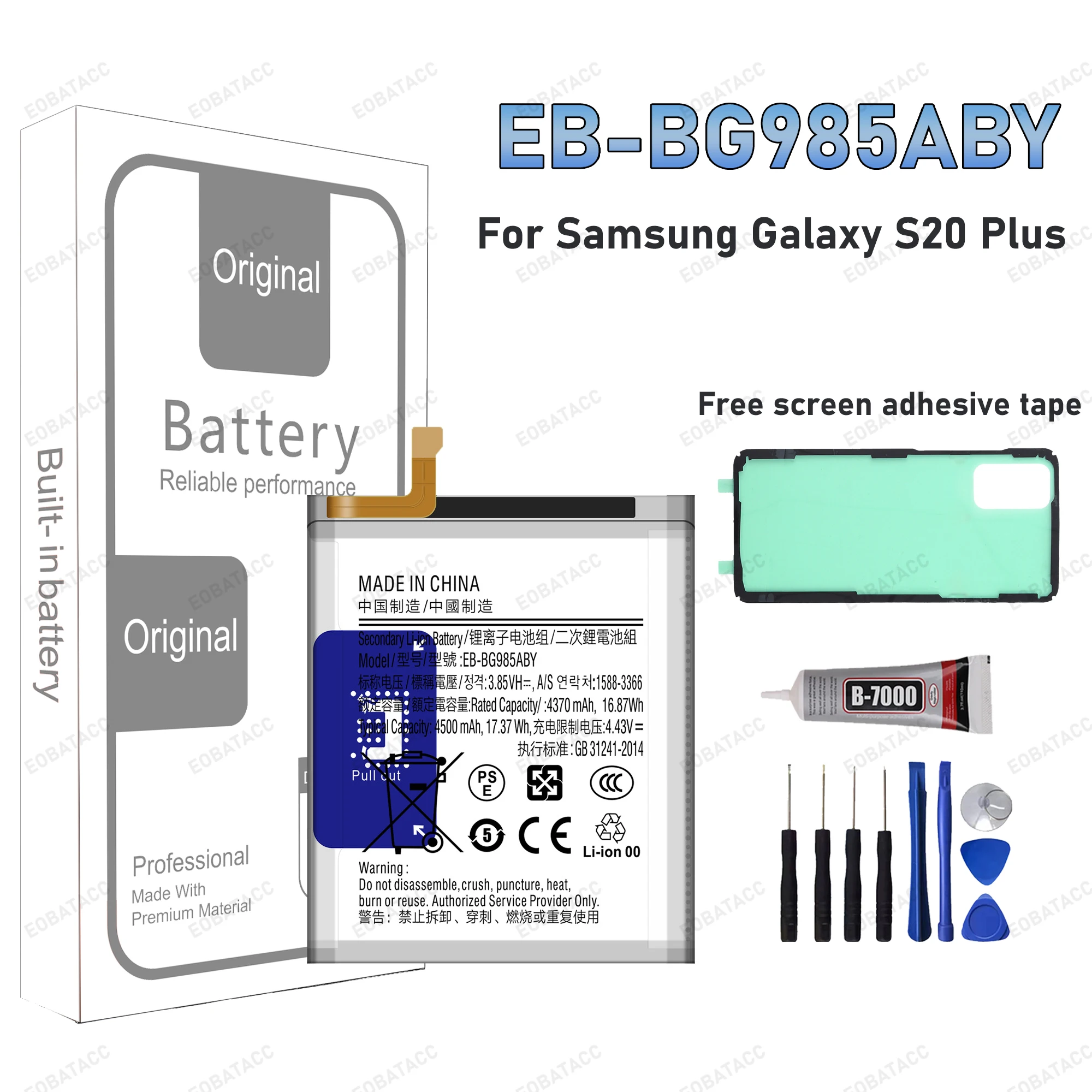 

New high Quality EB-BG985ABY Battery For Samsung Galaxy S20 Plus Batteries+Free Tools