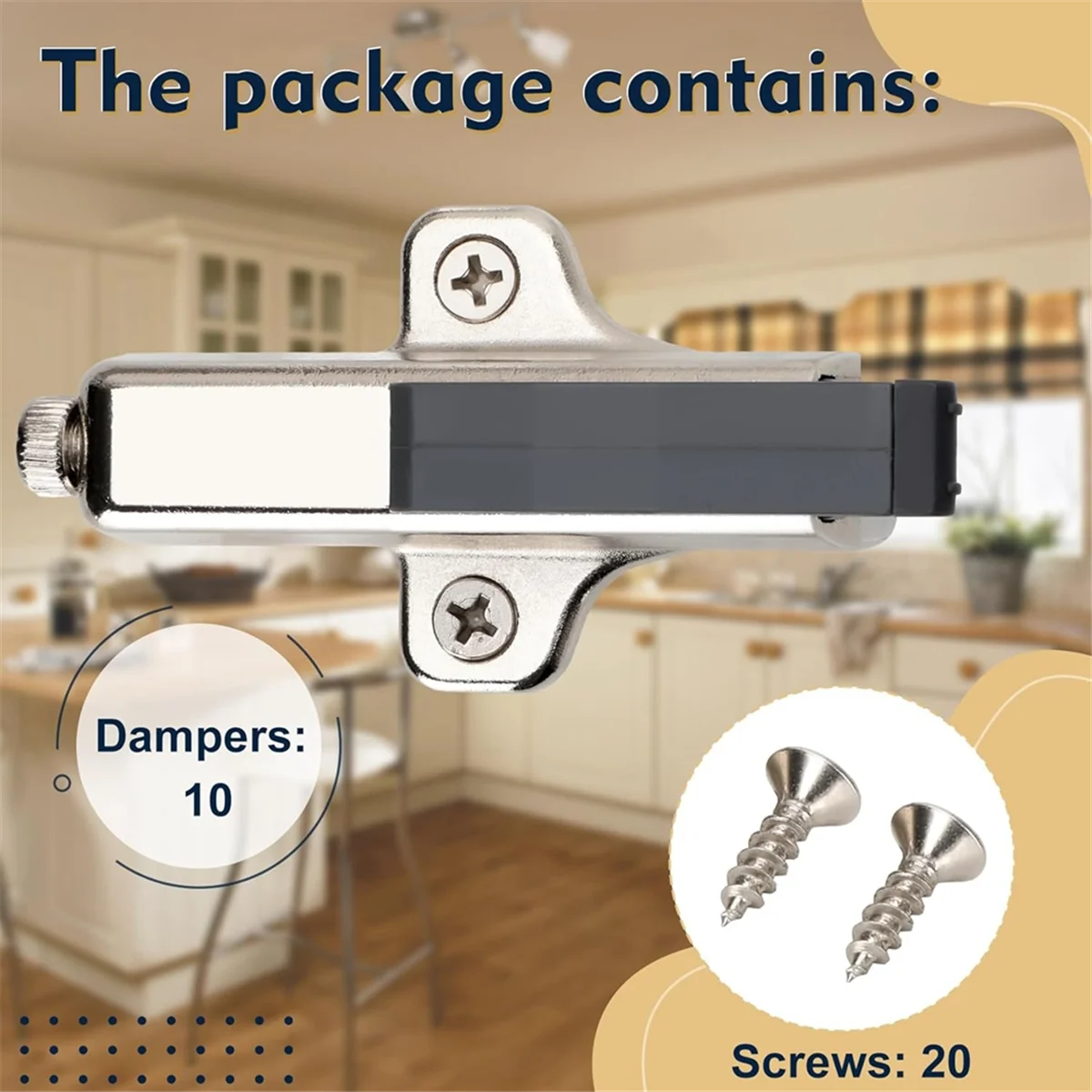 ABFKL 10Pack Soft Close Cabinet Damper for Cabinet Doors/Wardrobe Doors,Metal Soft Close Cabinet Door Damper with Screws