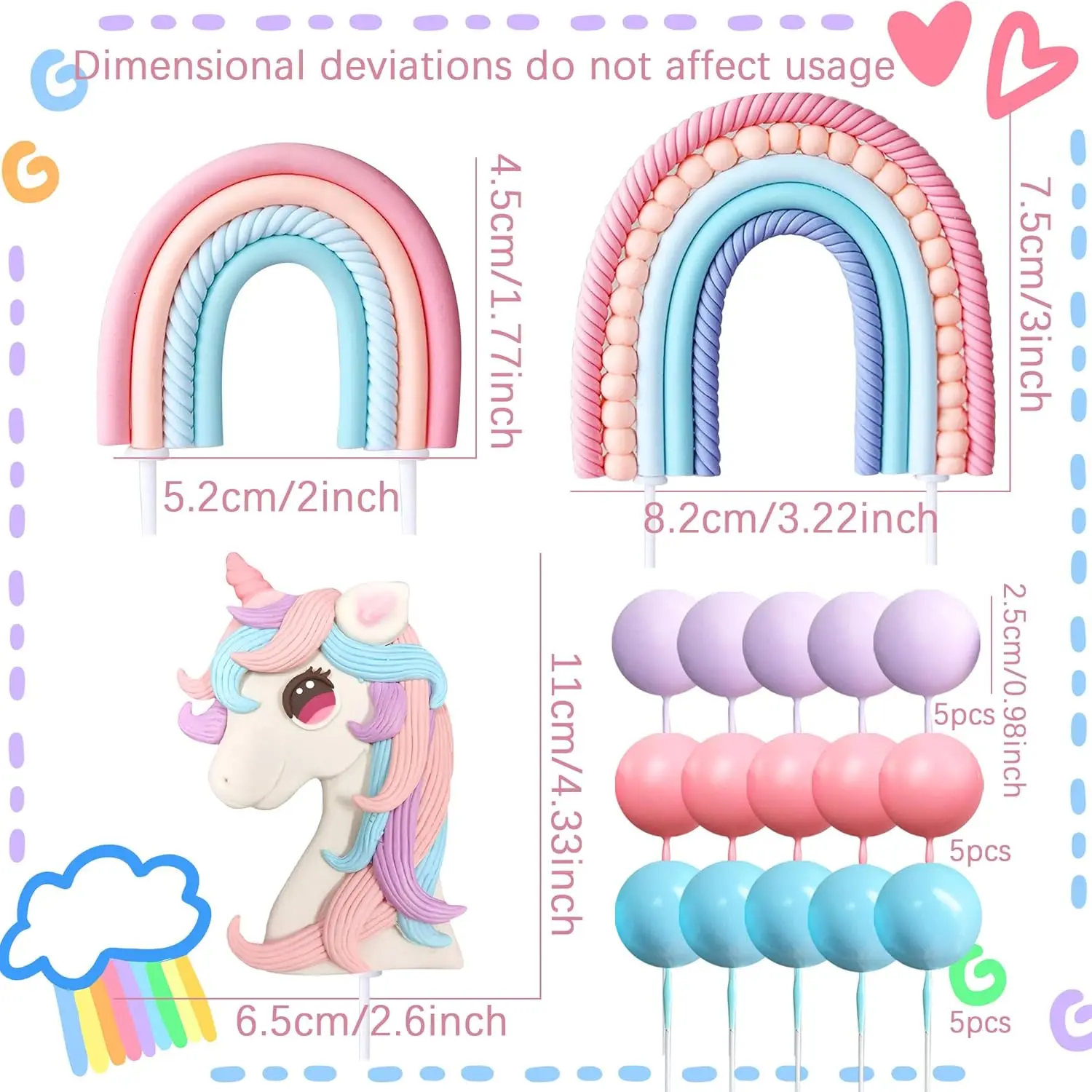 Regenbogen Pony Einhorn Kuchen Dekoration Pony Geburtstag Dekoration Einhorn Party Gefälligkeiten Geburtstag Kuchen Dekoration für Mädchen – Detail 2