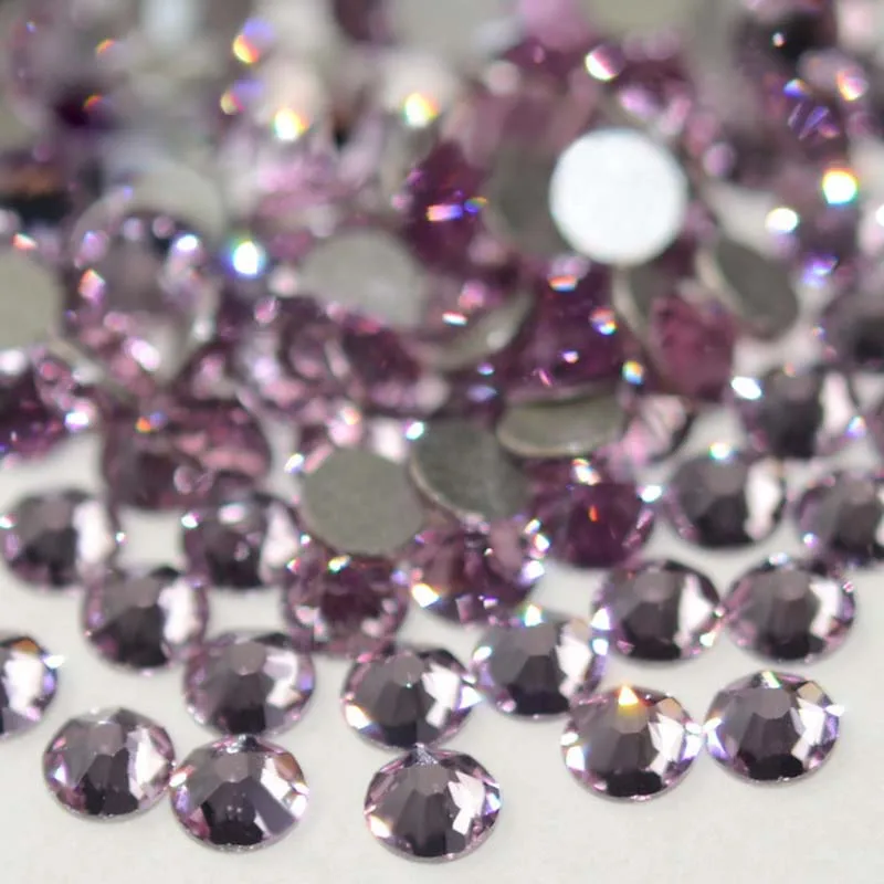 

HiSwaro 5A Light Amethyst Purple Glass Crystals Non Hot Fix Rhinestones Glitter Strass Flatback Rhinestone For Nails Art DIY