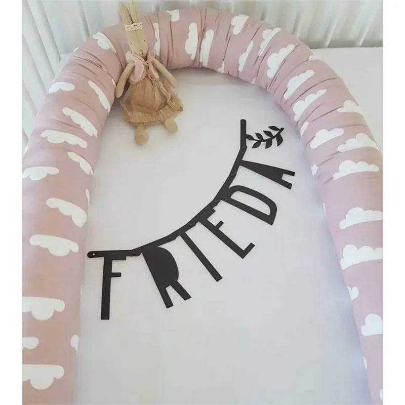 Baby Bed Fence Infant Protector Cotton Newborn Crib Bumper Kids Long Cushion Cloud Pattern Pillow Children Room Decoration