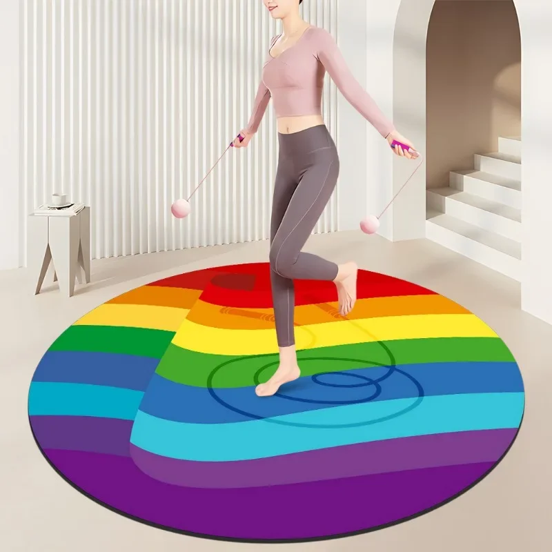 ~O~Rainbow Spiral Fitness Mat – Colorful Flower Design Non-Slip Exercise Rug for Home Gym, Movement & Healthy Lifestyle Motif