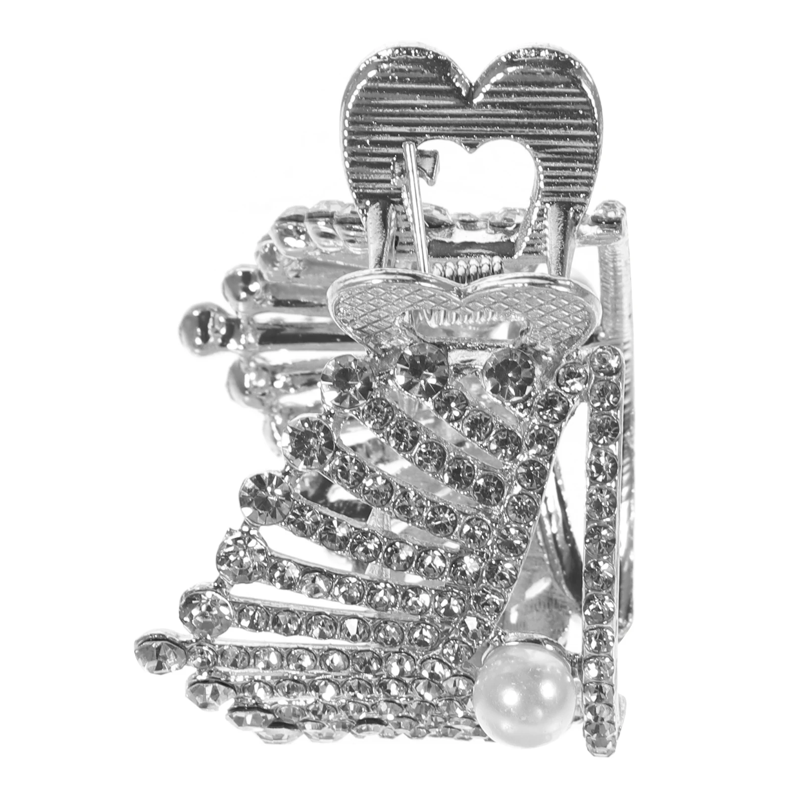 حامل على شكل تاج عالي على شكل ذيل حصان من حجر الراين، إكسسوارات معدنية متينة للنساء لمكياج طبخ الشعر الطويل الناعم