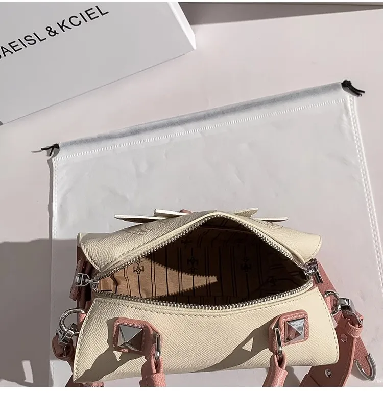 Tas bantal kupu-kupu warna merah muda modis tas tangan wanita bertekstur kualitas tinggi dompet genggam mewah tas kurir bahu