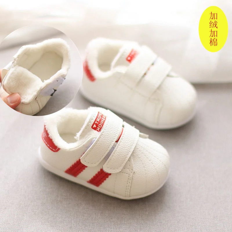 Zapatos antideslizantes de estilo coreano para niños y niñas recién nacidos, primeros pasos, suelas suaves de algodón para niños pequeños, 1 a 2