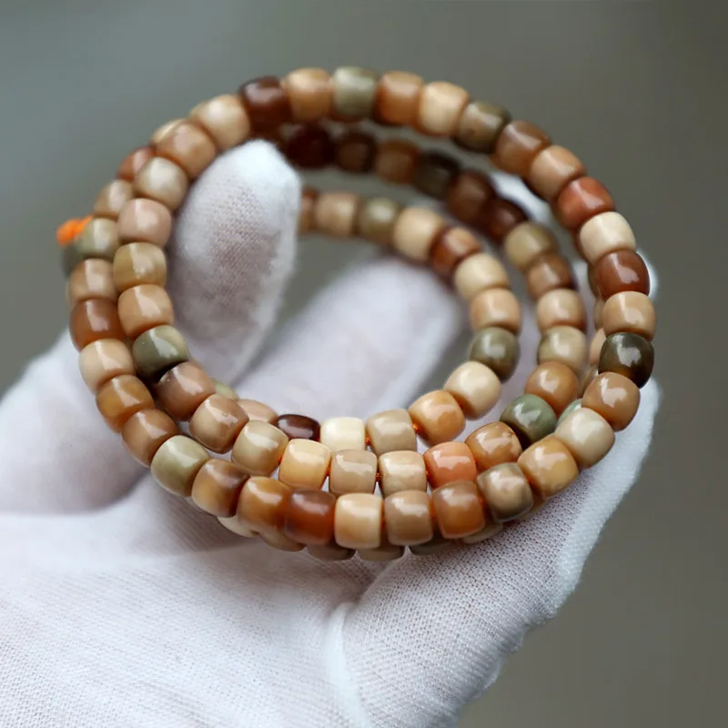 /6Mm Straight-Cut Beads, Floral-Patterned Bracelet, Multi-Colored Oil-Treated Dragon Scale Bodhi 108-