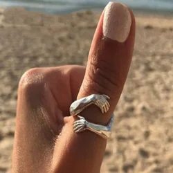 Anillos de abrazo creativos clásicos para mujer, anillo abierto de manos talladas de Metal, joyería de fiesta de cumpleaños, moda
