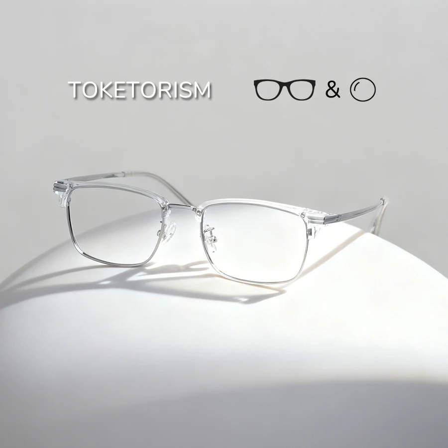

Toketorism Women's Transparent Small Titanium Frame Reading Glasses Myopia Eyeglasses For Men