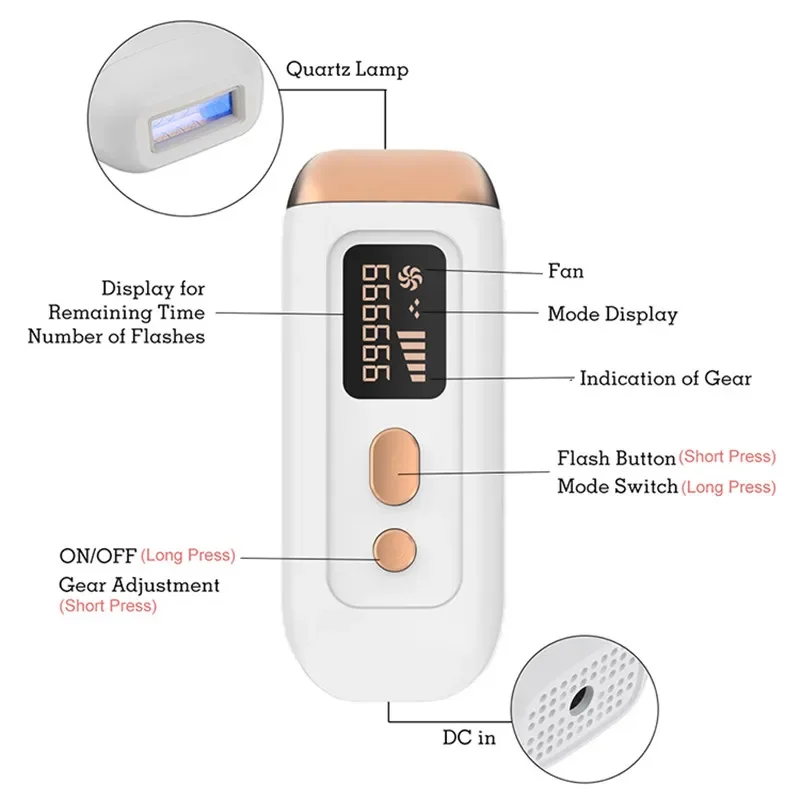 Bezbolesne włosów maszyna do usuwania profesjonalny Laser do depilacji na stałe LCD, Depilator laserowy, 9999999 Flash IPL, foton Epila
