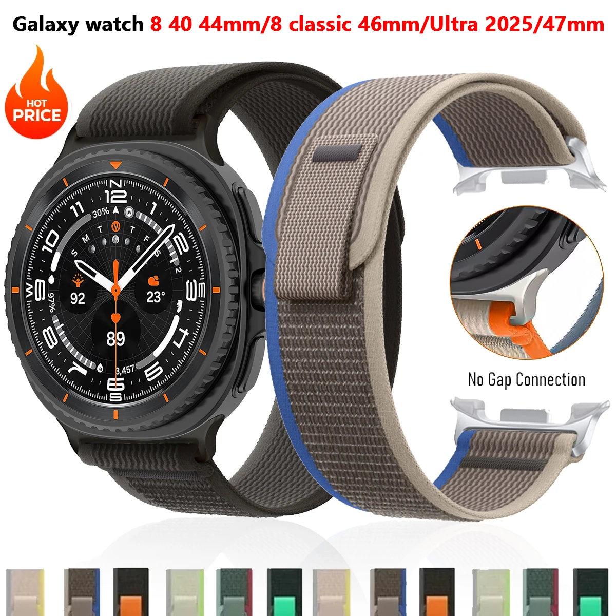 

Браслет для Samsung Galaxy Watch 8/8 classic, ремешок 40/44 46 мм, аксессуары, спортивная нейлоновая петля Trail correa Galaxy watch Ultra Band