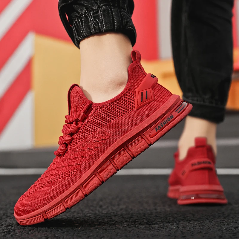 

Men's Running Shoes Lightweight Breathable Knit Mesh Sneakers Non-Slip Casual Sports Shoes for Male Jogging Gym Tennis Walking