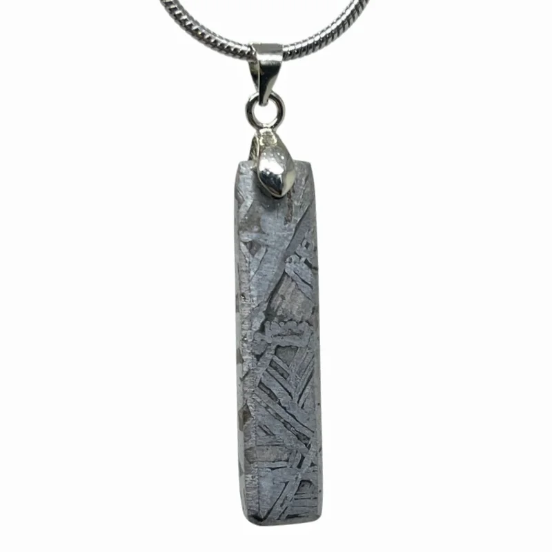 Muonionalusta Meteorite Long Rectangle Bar Pendant Natural Iron Meteorite Jewelry Space Rock Collectible Necklace Gift LK561