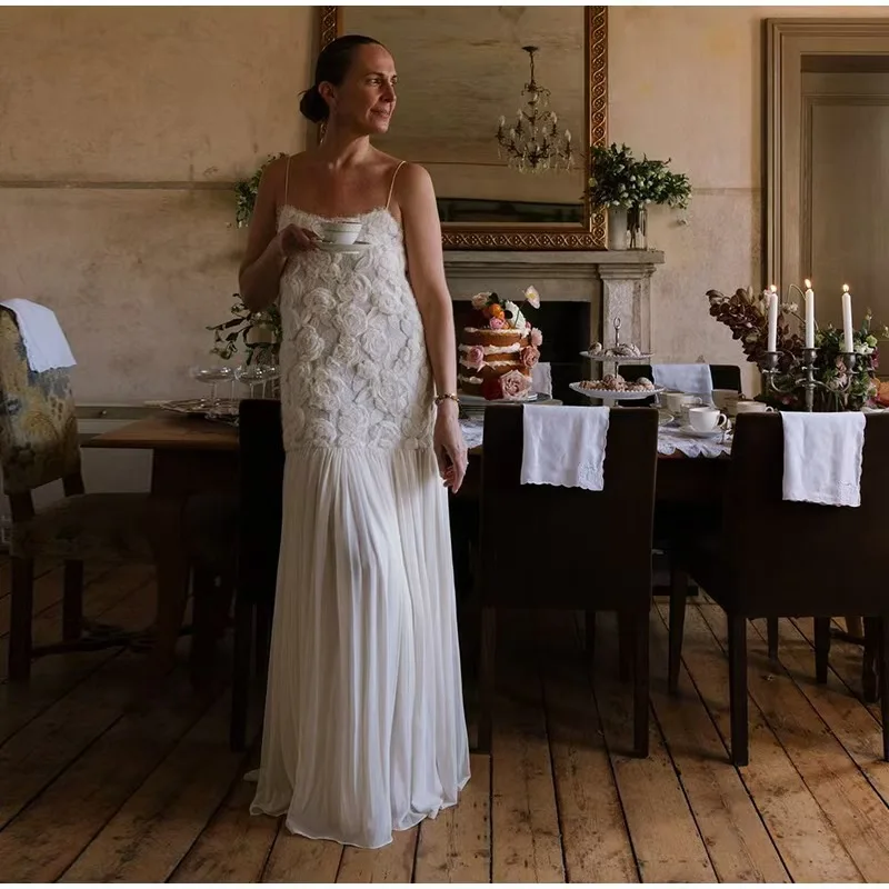 فاخر ريترو ثلاثية الأبعاد زهرة المرأة فستان طويل بلا أكمام عارية الذراعين المرقعة شبكة فساتين ضئيلة حفلة عطلة المرأة رداء أسود أبيض