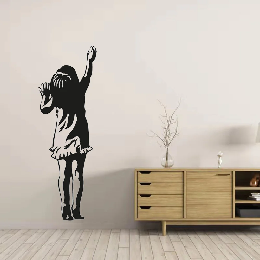 Banksy Little Girl Door Sticker Decal Girl Kids Room Bedroom Street Art Graffiti Vinyl Home Decor