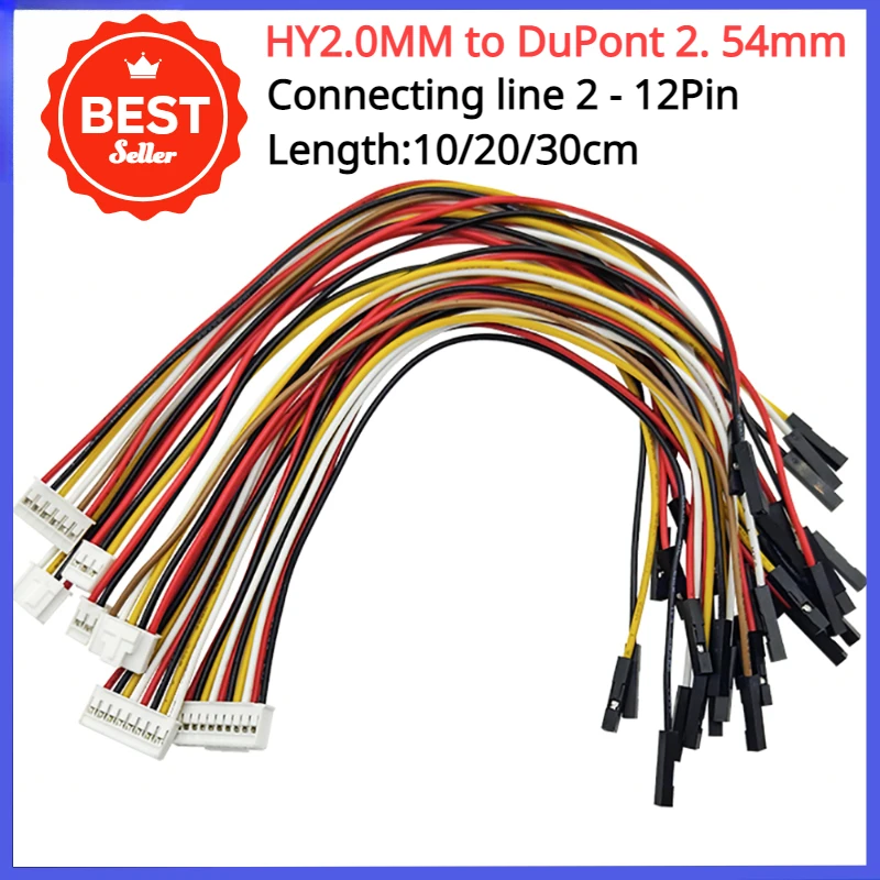 5pcs/lot  HY2.0MM to DuPont 2. 54mm-1P Cable Connection/Terminal Wire Long 20cm DuPont Wire 2p 3p 4p 5p-12p