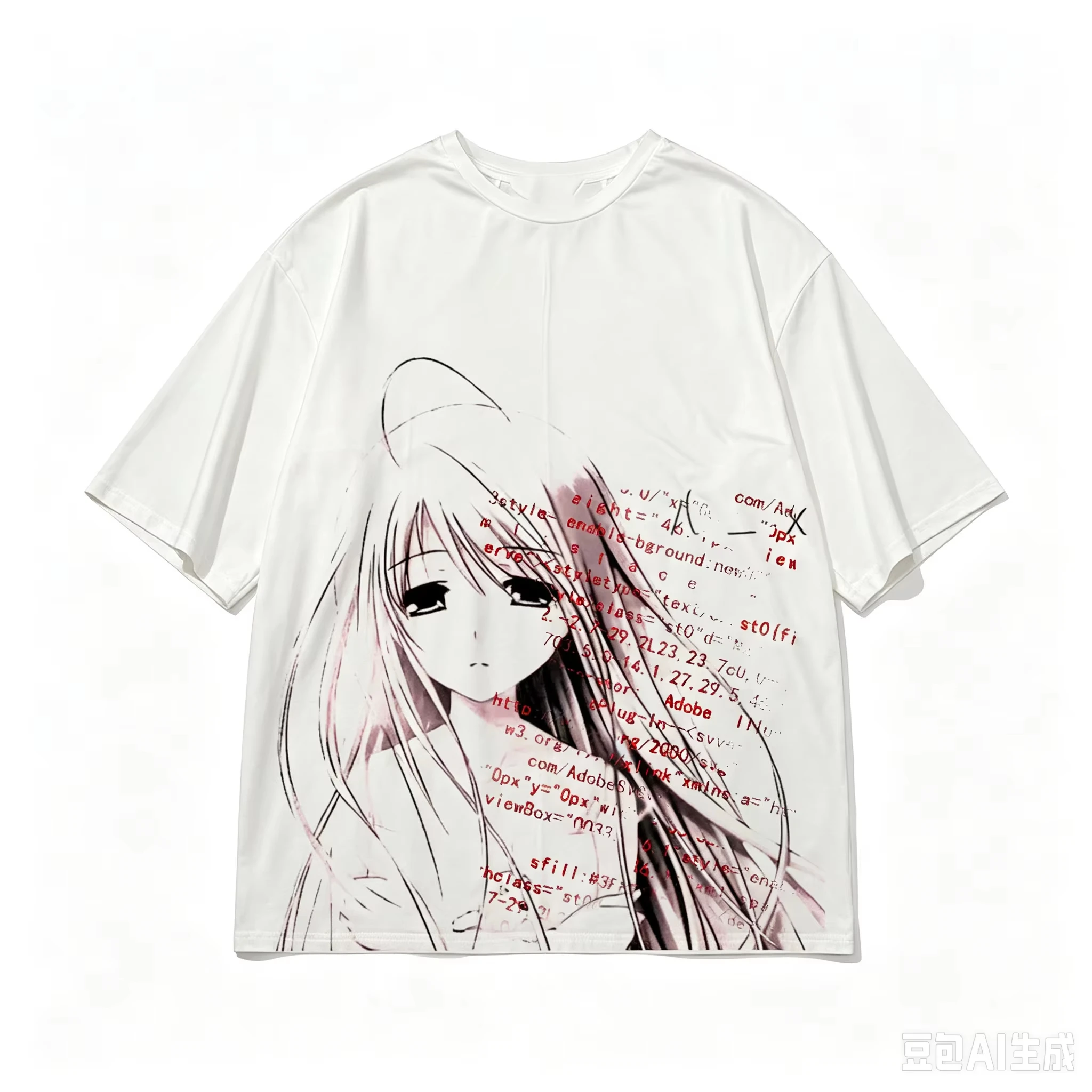 Sad Anime Girl Cotton Streetwear Fashion Oversized Unisex Print Short Sleeve Loose Casual Short Sleeves Classic hot product soft