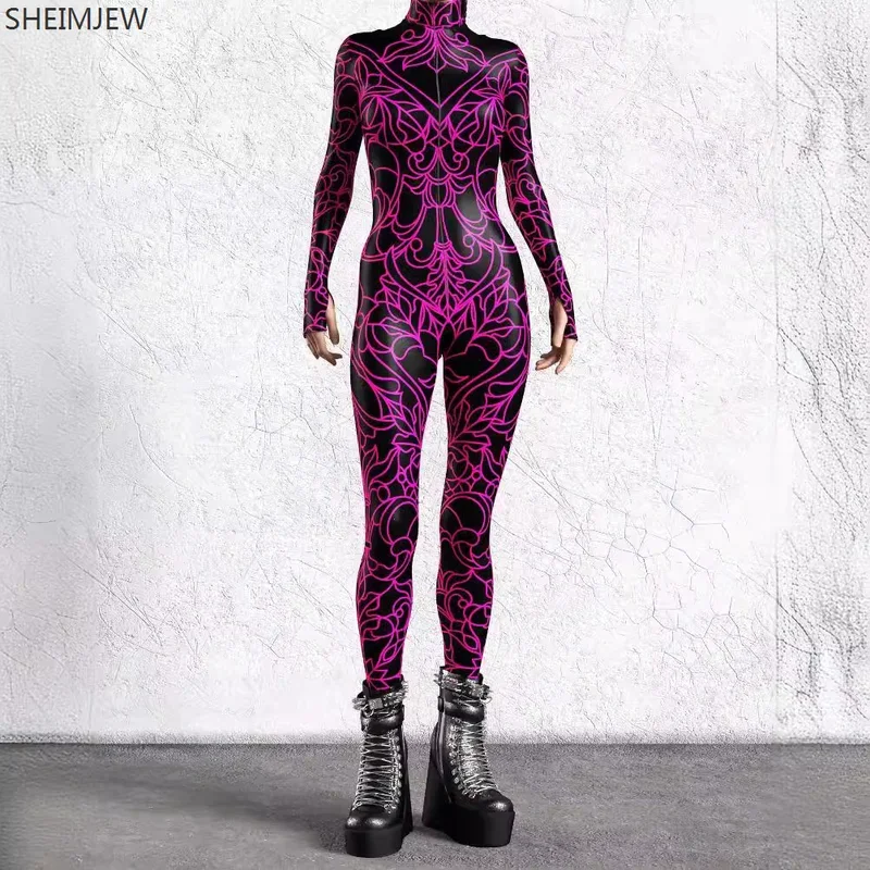 RT01 ศิลปะฮาโลวีนเส้นไม่สม่ําเสมอ Jumpsuit Holiday Party คอสเพลย์ Monos Morphsuit เวทีแสดง Zentai สูท Unisex แฟนซี Rav * Jk2