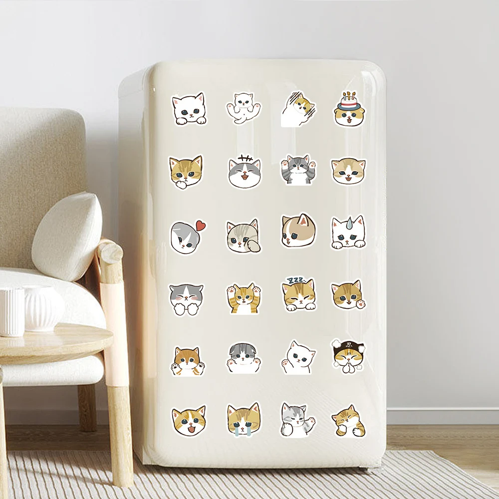 10/30/50/100pcs Cartoon Cat Cute Aesthetic Stickers Kawaii Decals Decoration DIY Fridge Laptop Suitcase Album Stationery Sticker