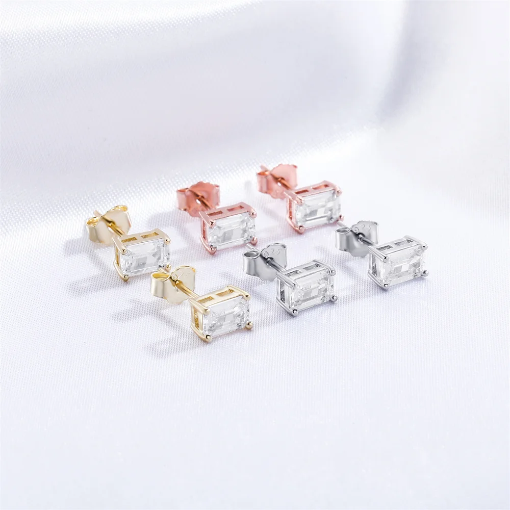 

Ultra-Shiny Large Square Zircon Earrings Women's 925 Silver Needle Korean Fashion Accessories